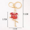 Rhinestone Flamingo Keychain Gold Tone Standing Bird Charm view 3