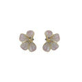 Pink Translucent Four Petal Gold Tone Flower Stud Earrings view 5