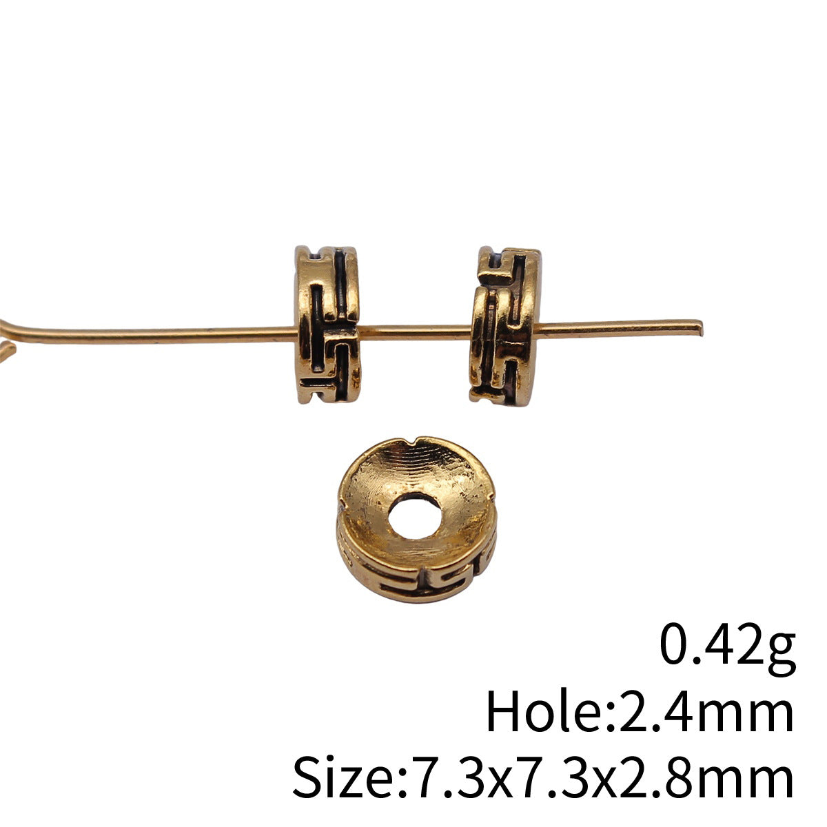 7.3x7.3x2.8mm 0.42g Multicolor Zinc Alloy Greek Key Pattern Small Hole Spacer Beads for DIY Bracelet Making