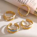 Wave Enamel Double Band Open Ring Stainless Steel Size Seven view 4