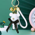 Faux Knit Bear Keychains in White Pink Black and Brown with Wrist Straps view 6
