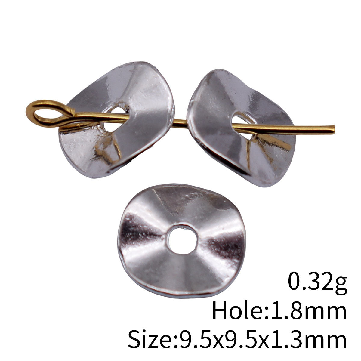 9.5x9.5x1.3mm 0.32g Multicolor Zinc Alloy Wavy Irregular Round Disc Spacer Beads for DIY Jewelry Making