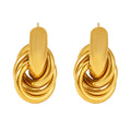 Interlocked Loop Knot Stud Earrings Gold Steel Tone view 5