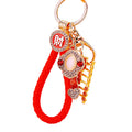 Gold Tone Ladder and Ruyi Keychains with Crystal Heart Details view 5