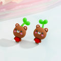 Sprout Topped Cartoon Animal Stud Earrings in Five Pair Designs view 6