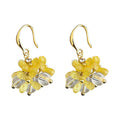 Gold Tone Yellow Resin And Clear Glass Cluster Hook Earrings view 5