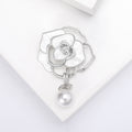 Camellia Pearl Drop Brooch Enamel Openwork Four Color Pin view 7
