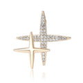 Double Starburst Crystal Brooch in Silver or Gold Tone view 5