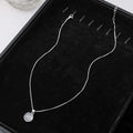Silver Tone Box Chain Round White Cabochon Pendant Necklace view 3