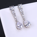 Silver Tone Clear Teardrop Long Dangle Earrings Jewelry view 2