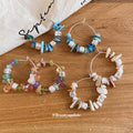 Shell Chip and Bead Hoop Earrings in Three Color Mixes view 4