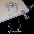 Star Bow Pearl Clip Flocked Crystal Chain Hair Clip view 4