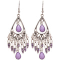 Openwork Teardrop Chandelier Hook Earrings in Purple and Blue view 5