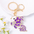 Rhinestone Flower Goldfish Keychain Enamel Metal Bag Charm view 7