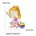 Blonde Basketball Girl Enamel Brooch in Pink Gold for Jackets and Scarves view 6