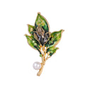 Pink Purple Leaf Enamel Pearl Look Four Designs Metal Brooch Pin view 8