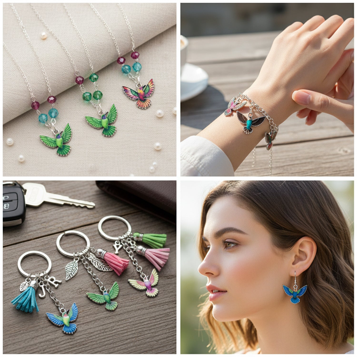 Colorful Enamel Zinc Alloy Hummingbird Kingfisher Bird Charm Pendant for DIY Bracelet Necklace