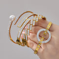 Crystal Geometric Open Bangle Collection in Three Designs view 2