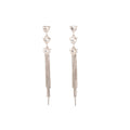 Heart Crystal Look Silver Extra Long Chain Tassel Earrings view 5