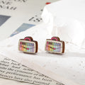 Colorful School Supplies Wood Stud Earrings in Nine Designs view 9