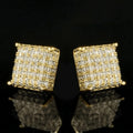 Square Pavé Crystal Stud Earrings In Two Colors Polished Metal Jewelry view 2