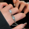 Silver Zircon Open Rings Purple Leaf Blue Flower Styles view 1