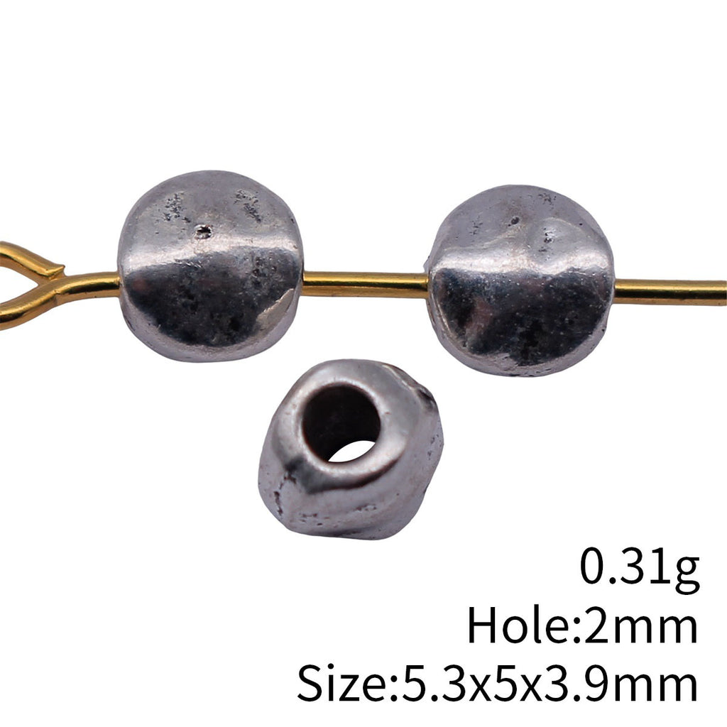 5.3x5x3.9mm 0.31g Antique Silver Zinc Alloy Hammered Irregular Loose Metal Beads for Bracelet Making