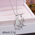 Silver Tone Layered Christmas Tree Pendant Necklace view 4