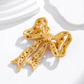 Ribbon Bow Crystal Metal Brooch Pin 7 x 8.5 cm for Jackets and Lapels view 3