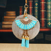 Blue-Fan Gray-Fur-Pom