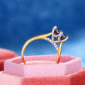 Gold Tone Rainbow Crystal Six Prong Ring Polished Statement Fashion Jewelry view 2