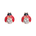 Six Red Black and Pearl Look Ladybug Novelty Earrings view 8