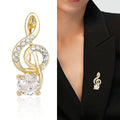 Treble Clef Crystal Brooch in Three Colors for Jackets, Coats, and Scarves view 2
