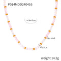 White Pink Sea Shell Bead Necklace And Bracelet Gold Spacers view 7