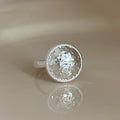 Silver Tone Textured Round Statement Ring With Wide Band view 6