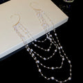 Layered Pearl and Chain Ear Hook Earrings in Two Tones view 7