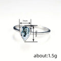 Silver Tone Pear Cabochon Mottled Stone Thin Band Ring view 4