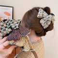 Tweed Fabric Triangle Bow Shark Hair Claw 4 Prints view 1