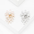 Acrylic Petal Flower Brooch Pearl Drops Silver Gold view 1