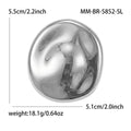 Domed Abstract Oval Brooch in Polished Metal for Jackets and Scarves view 7