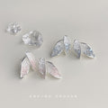 Silver Tone Gradient Double Leaf Stud Earrings In Blue And Pink view 1