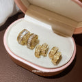 Gold Rectangular Crystal Huggie Earrings Fashion Jewelry Accessory view 3