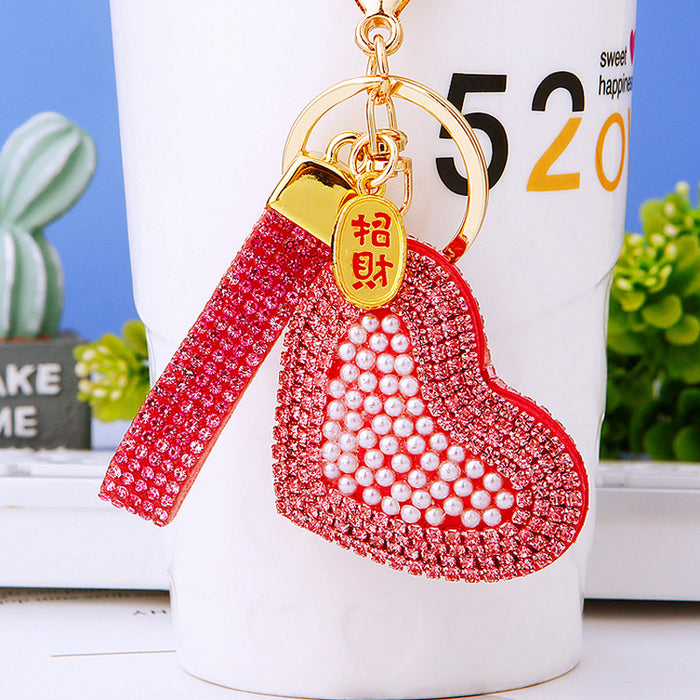 Double Sided Pearl Heart Keychains in Five Colors plus Assorted Option