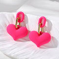 Matte Macaron Heart Drop Earrings Gold Links 12 Colors view 2
