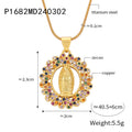 Gold Madonna Pendant Necklaces Shell Zircon Or Multicolor Halo view 10