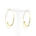 Slim Open Elongated Oval Wire Gold and Silver Hoop Earrings view 6