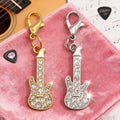 Rhinestone Electric Guitar Charm Lobster Clasp Gold Silver view 4