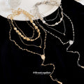 Layered Four Strand Pendant Necklace in Polished Silver or Gold Tone view 2