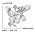 Pearl Flower Branch Brooch Rhinestone Leaves Gold Or Silver view 6
