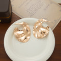 Hammered Irregular Gold Tone Oversized Disc Stud Earrings view 4